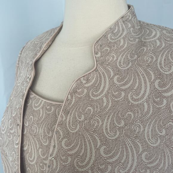 Dress Jacket 2 Piece Set Size 12 Petite 12P Beige Tan Minimal Monochromatic - Picture 6 of 16